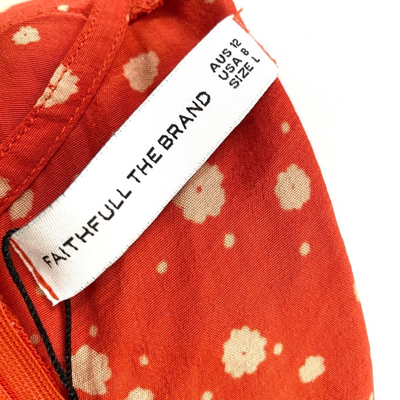 NWT FAITHFULL THE BRAND CHERRY RED BIRGIT PRINT ELBOW LENGTH TIE SLEEVE SIZE 8 - Picture 7 of 9